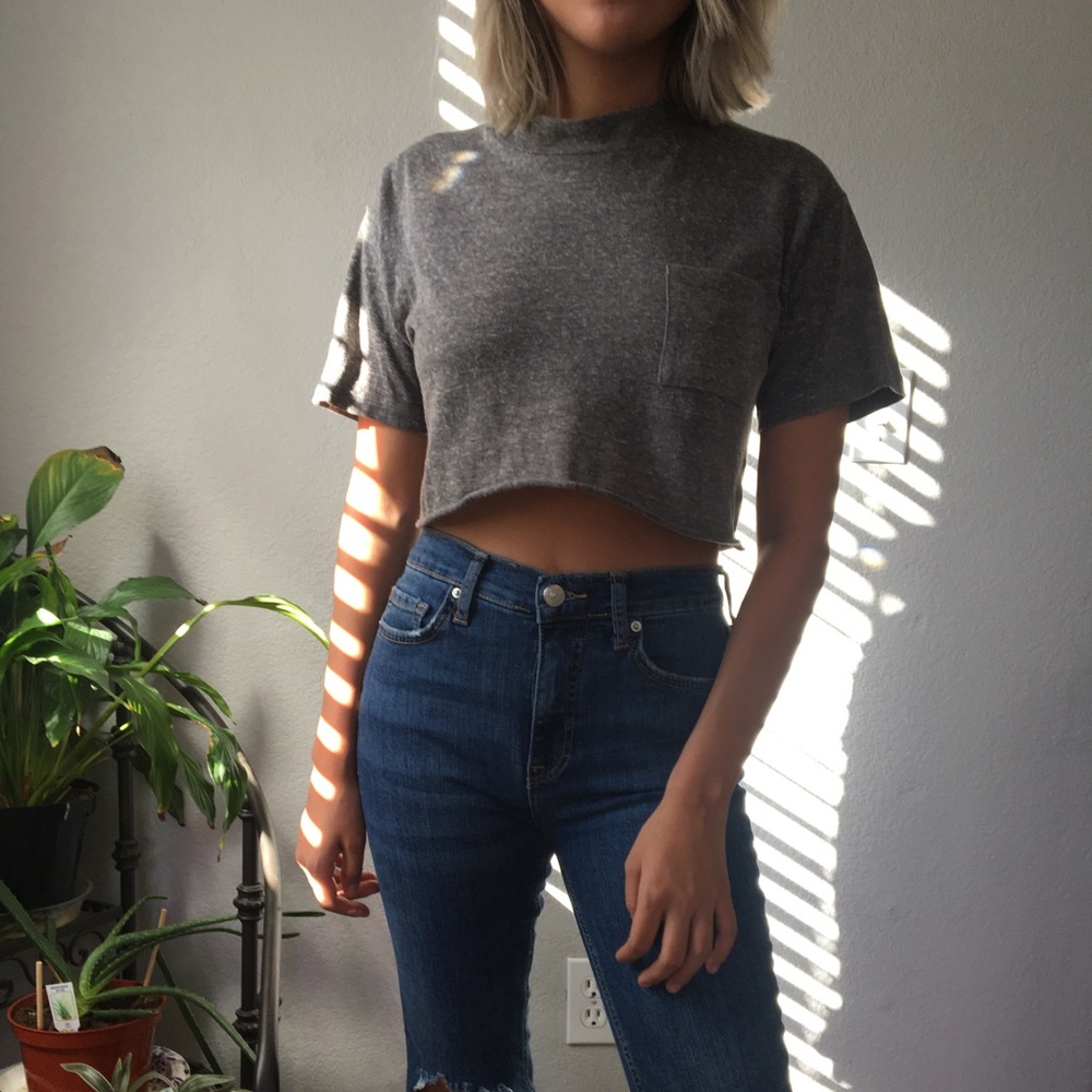 Urban outfitters cropped gray top